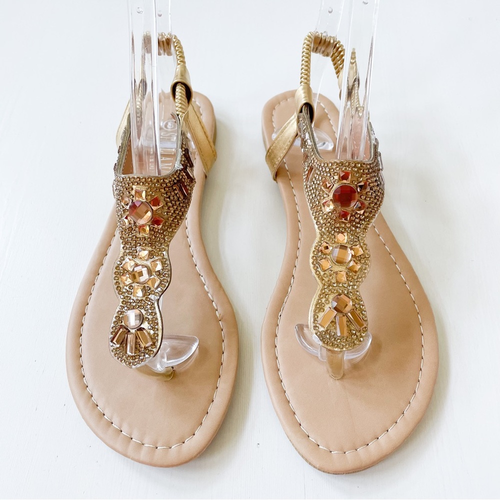 Stella Maden Gold Elastic Strap Sandals NEW  3005